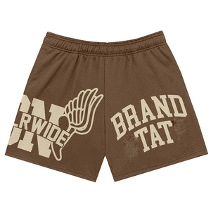 Shorts de sport pour homme en mesh athlétique 180 GSM, tissu polyester premium, empiècements contrastés, shorts de basketball, logo personnalisé en chenille. - Product Image 6