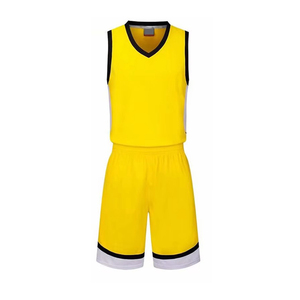 Ensemble de maillot et short de basket-ball unisexe, léger, respirant, anti-UV, séchage rapide, jaune, logo personnalisé, sublimation - Product Image 1