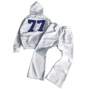 Haute qualité poids lourd personnalisé imprimé décontracté hommes à capuche écologique grande taille broderie hiver 100% coton survêtement - Product Image 2