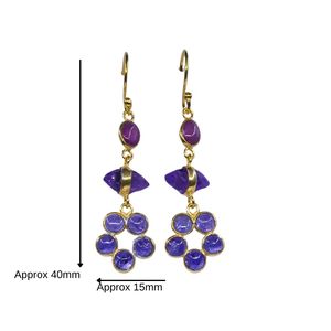 Joyería de Plata de Ley 925 Chapada en Oro para Bodas, Juego de Aretes con Gemas de Amatista y Turmalina para Mujer - Product Image 1