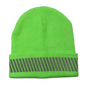 Bonnet d'hiver réfléchissant haute visibilité avec bande, chaud et pliable, en tricot, pour le voyage, le travail en extérieur, 100 % acrylique - Product Image 4