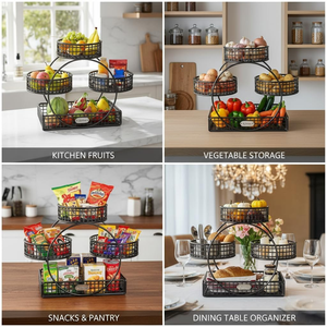 Fruit Basket <b>Stand</b> 4 Tier Metal Wire Rectangular Kitchen Storage Organizer Fruit <b>Vegetable</b> Rack Countertop Produce Storage Shelf - Product Image 5