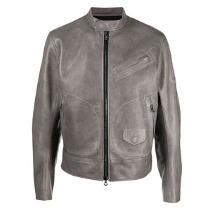 Chaqueta de Motocicleta Transpirable de Piel de Vaca Genuina, Manga Larga, Cuello Alto, Cierre de Cremallera, Color Sólido, para Otoño e Invierno - Product Image 6