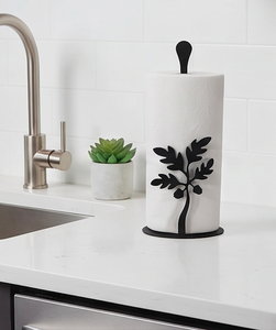 Trending Black Metal Standing <b>Paper</b> Holder Dispenser Modern Organizer For <b>Kitchen</b> Bathroom Countertop And Home Essentials - Product Image 2