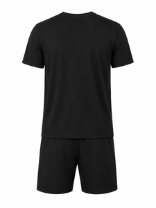 Ensemble d'été pour homme, ensemble décontracté imprimé, ensemble sportif 2 pièces, t-shirt en coton à manches courtes, short en tissu éponge, taille plus, option XXL, logo personnalisable - Product Image 6