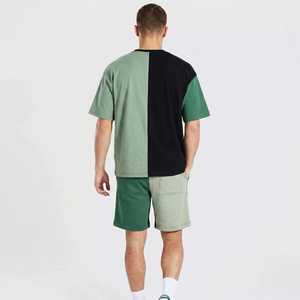 Conjunto Deportivo de Dos Piezas para Hombre, Color Block, Verano 2026, Camiseta y Pantalones Cortos, Estilo Urbano, Holgado, Transpirable - Product Image 4