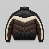 Blouson matelassé en cuir PU pour homme, style motard, col montant, fermeture éclair, coupe-vent épais pour l'hiver