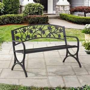 Weatherproof Powder Coated Wrought Iron European Design KHP Park <b>Bench</b> Custom Hand Forged <b>Metal</b> <b>Garden</b> Long Chair 2-Seater - Product Image 2