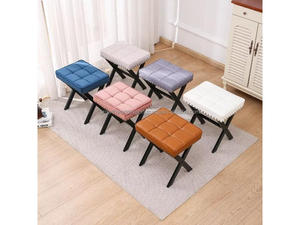 Luxury Faux Leather Makeup <b>Stool</b> for Bedroom & Bathroom Compact Ottoman Foot Rest <b>Stool</b> with Metal Frame Faux Leather <b>Stool</b> - Product Image 5