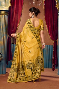 Sari de algodón de alta calidad para mujer, para ocasiones especiales, lavable, completamente cosido, tela lista para usar. - Product Image 2