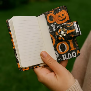 <b>Mini</b> Halloween Doodle Faux Leather Journal 4x3 Handmade Customizable Cute Printed <b>Notebook</b> <b>Mini</b> Halloween Doodle Faux Leather - Product Image 2