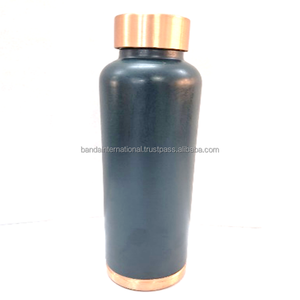 <b>Copper</b> <b>Bottle</b> With Navy Blue And Polish Finished Indian Hand Made Health Benefits <b>Copper</b> <b>Drinking</b> Water <b>Bottle</b> - Product Image 1