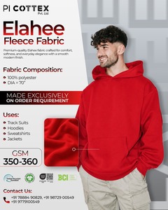 Hot Sale PI Cottex Elahee 100% Polyester <b>Medium</b> Weight Fleece <b>Fabric</b> 350-360 GSM for Garment Clothing Winter Wear Bulk Quantity - Product Image 1
