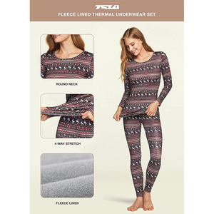 RABUSH SPORTS OEM Conjunto de Ropa Interior Térmica Personalizada para Mujer, Poliéster/Algodón, Invierno, 2 Piezas, Cuello Redondo Suave, Capa Base, Calzoncillos Largos - Product Image 4