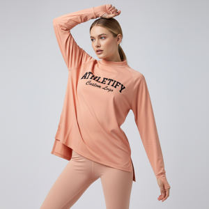 เสื้อทูนิคทรงหลวม ระบายอากาศได้ดี เป็นมิตรกับสิ่งแวดล้อม ชายเสื้อสูงต่ำ แขนยาว เหมาะสำหรับออกกำลังกาย โยคะ วิ่ง เดินทาง ใส่สบายๆ  ไซส์ใหญ่ - Product Image 1