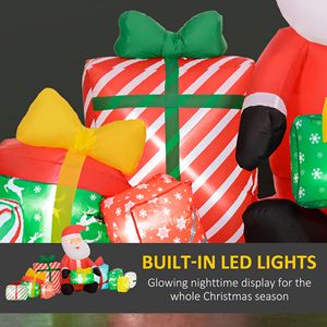 Babbo Natale Gonfiabile in PVC da 1,35 m con Scatole Regalo e Luci LED Bianche per Esposizione Esterna - Product Image 4
