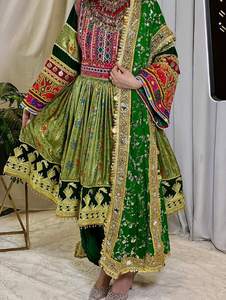 Vestido Tradicional Afgano Bordado a Mano, 100% Poliéster, Corte en A, Largo hasta la Rodilla, para Mujer, Vestidos de Alta Calidad para Bodas y Fiestas, Regalo - Product Image 4