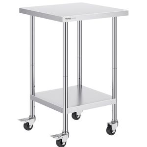 Tavolo da lavoro in acciaio inossidabile 24X24X38 pollici resistente 4 ruote 3 livelli di altezza commerciali cucina ristorante cibo - Product Image 1