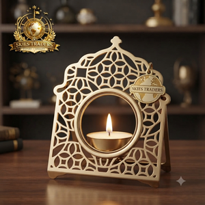 Minimalist White Metal Arch <b>Tealight</b> <b>Candle</b> <b>Holder</b> Small Cutout Pattern Tea Light Stand Tabletop Centerpiece - Product Image 5