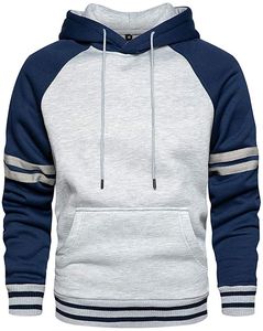 Sweat-shirt à capuche pour homme en molleton bouclette anti-boulochage, avec logo personnalisé et blocs de couleur, coupe classique, avec poche, style streetwear hiver - Product Image 3