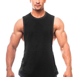 Camiseta sin mangas de algodón puro popular 2026 para hombre, cuello redondo, holgada, de color liso, para fitness y deportes de verano - Product Image 1