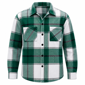 Chemise en flanelle brossée pour homme, 100% coton, boutons en corne, douce, chaude, respirante, manches longues, à carreaux, été, travail en plein air, décontractée - Product Image 3