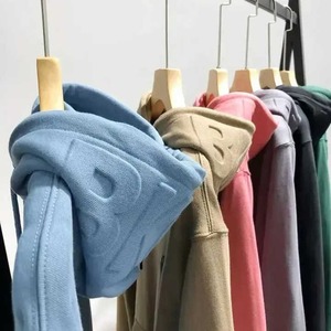 High Quality Custom Embossed Sweatshirt Oversized Men's White Blank Puff Print Hoodie <b>Plain</b> Custom <b>Hoodies</b> - Product Image 1