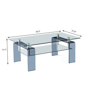 Tavolino da Caffè Moderno a 2 Ripiani con Gambe Fumé e Design in Vetro Temperato per Soggiorno - Product Image 6