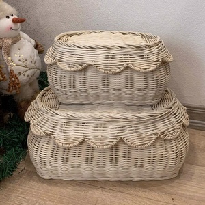 Nueva Llegada Best Buy Cesta de Ratán Natural Tejida a Mano Flora SCALLOP Cestas de Almacenamiento de Ratán Hecho a Mano de Vietnam - Product Image 2