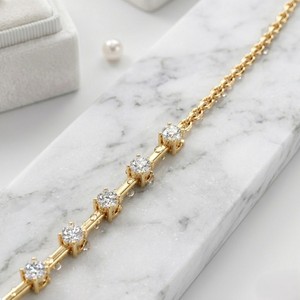 2.30CTW Round Diamond Station <b>Necklace</b> Prong Set Solid Gold Classic Floating Diamond Link Chain Jewelry <b>Statement</b> Gift for Women - Product Image 2