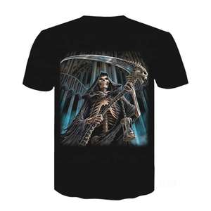 Camiseta de Verano para Hombre, a la Moda, con Estampado Digital 3D de Calavera, Sublimada, de Manga Corta, Precio Económico al por Mayor - Product Image 3