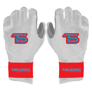 Bruce Bolt Leather Batting <b>Gloves</b> Customizable Blue Padded Microfiber Knit Fabric Hook Loop Closure Unisex Adult Professional - Product Image 1