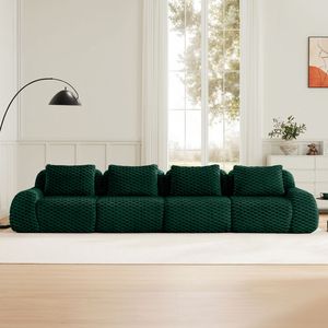 Sofá Seccional Modular Moderno de 4 Plazas, Tapizado en Franela, Asientos Profundos, Diseño sin Estructura, para Sala de Estar - Product Image 3
