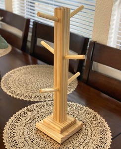 Wholesale Hot Sell Handmade Natural Bamboo Tree Shape Eco-Friendly Mug Holder <b>Rack</b> with Custom Welcome wooden mug holder - Product Image 6