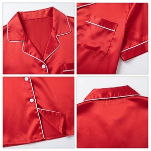 Camisa de satén de seda para mujer, de manga corta, con botones, ligera, para dormir, con cuello vuelto, de secado rápido, blusa de satén para mujer - Product Image 6