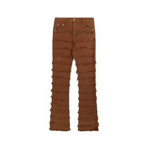 Vêtements Streetwear, Jeans en denim évasé, Jeans droits de couleur unie pour hommes, Denim vintage en coton, Pantalons amples, Design personnalisé - Product Image 1