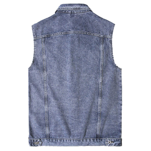 Nuevo Chaleco Vaquero para Hombre a la Moda, a Bajo Precio, Transpirable, Sostenible, Color Azul Oscuro, con Botones Cubiertos, OEM - Product Image 3