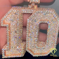 Pendentif initial en diamant de laboratoire de qualité supérieure avec 10 pierres de diamant, collier lettre entièrement serti en argent sterling 925