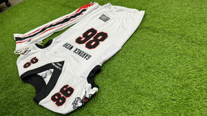 Ensemble d'uniformes de football américain personnalisés en twill imprimé numériquement, respirant, 100 % polyester, tailles adultes, maillot de sport pour hommes - Product Image 4