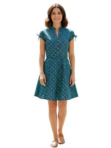 Vestidos Casuales Personalizados para Mujer, Tejidos, 100% Algodón Ecológico, Cuello en V, Manga Corta, Estampados, Corte en A, Ajuste Entallado, Botones Naturales - Product Image 4