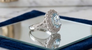 แหวนเงินแท้ 925 ชุบโรเดียม รูปหัวใจ ประดับพลอยอะความารีน สไตล์ตะวันตก สำหรับงานหมั้น ผู้หญิง ดีไซน์สวยหรู - Product Image 2