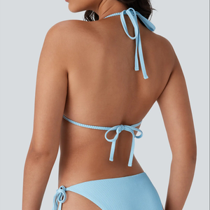 Ensemble soutien-gorge et culotte sexy en dentelle ultra-fine pour femme, avec logo à la taille, motif uni, anti-affaissement, pour poitrine généreuse - Product Image 5