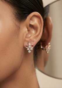Pendientes de Diamantes de Oro Rosa de 9K Chapados en Oro para Mujer, Clásicos, Redondos, con Corte Brillante - Product Image 4