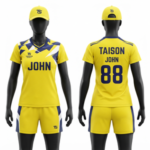Uniforme de Bádminton para Hombre, 160 GSM, Poliéster Transpirable Premium, Malla Bird Eye, Diseño de Paneles Amarillo, Azul Marino y Blanco, Personalizado con Transferencia Térmica - Product Image 1