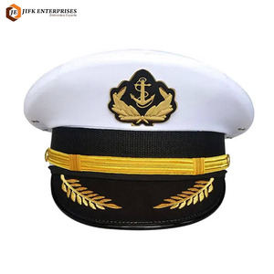 Gorra de Visera Blanca Personalizada con Bordado de Capitán Mercante, Uniforme de Oficina, con Insignia de Hilo Dorado - Product Image 1