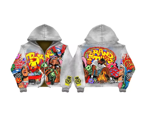 Sudadera con capucha con cremallera extragrande para hombre, 100% algodón, con lavado ácido, logotipo personalizado del fabricante Trilace, DTG, pedrería vintage, 2026 - Product Image 4