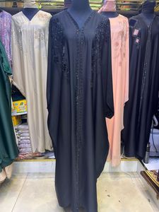 Summer sale Modest Dubai Beaded Sequined <b>Long</b> Sleeve Abaya Muslim Traditional Handmade Wedding Women Polyester Breathable V Neck - Product Image 4