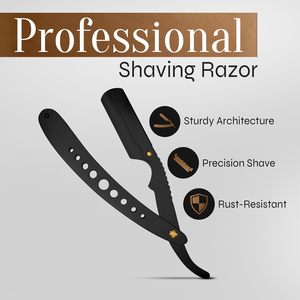 Rasoirs de toilettage noirs mats robustes, outils à lame droite réutilisables, couteau professionnel pour coiffeur et barbier moderne - Product Image 2