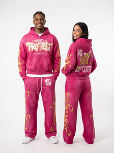 Conjunto Deportivo Unisex para Exteriores, Sudadera con Capucha de Felpa Francesa de 450 GSM con Estampado Personalizado y Pantalones de Estilo Vintage Lavado - Product Image 4