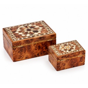 Thuya Burl Zellij Inlay Nesting <b>Wood</b> Trinket <b>Box</b> Set Classic Living Room <b>Storage</b> Wholesale Moradabad - Product Image 1